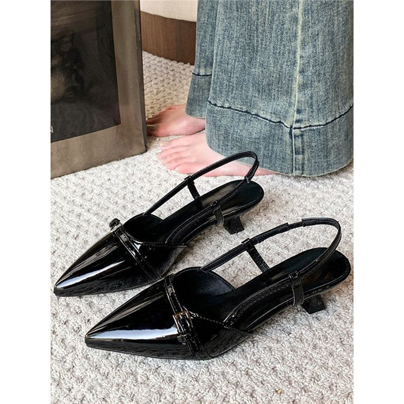 Damen spitze Slingback Ballerinas mit eleganter Schnalle R&B