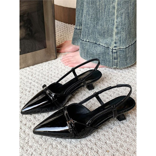 Damen spitze Slingback Ballerinas mit eleganter Schnalle R&B