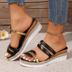 Damen Trendige und bequeme Keilsandalen mit verstellbaren Riemen R&B