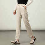 Damen elegante Stoffhose mit elastischem Bund