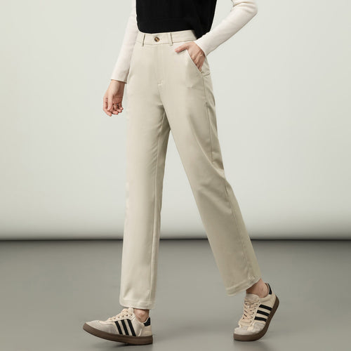 Damen elegante Stoffhose mit elastischem Bund