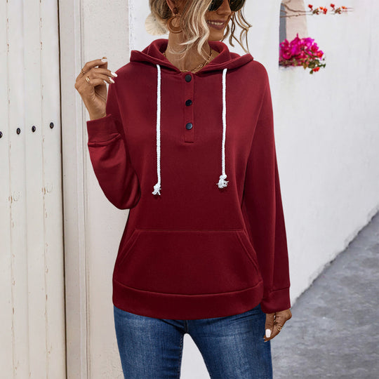 Damen Hoodie mit Knopfleiste und lässigem Schnitt R&B