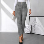Damen Karierten High-Waist Hosen