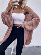 Damen Grobstrickcardigan mit voluminösen Ärmeln und offener Schnittführung R&B