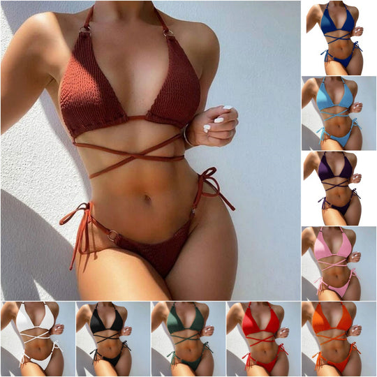 Damen Triangel-Bikini mit modischen Kreuzdetails R&B
