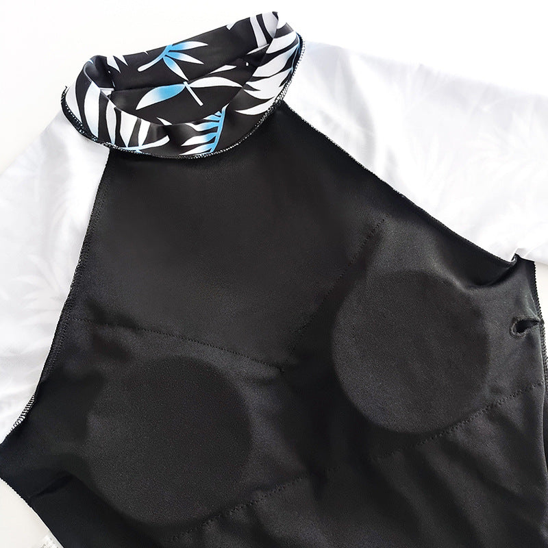 Damen Sportliches Badeoberteil mit langem Arm und modischem Wickelrock R&B