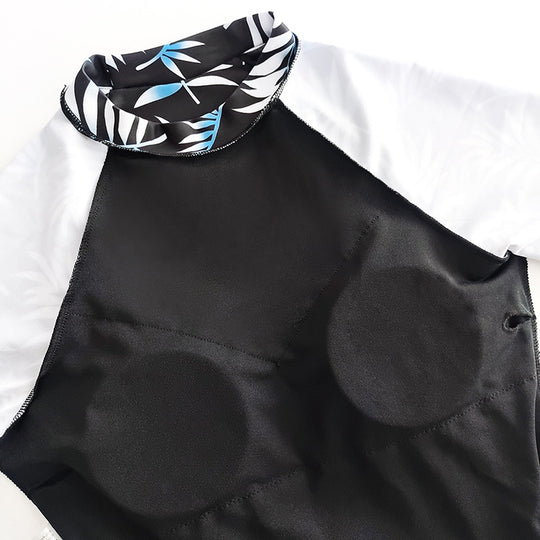 Damen Sportliches Badeoberteil mit langem Arm und modischem Wickelrock R&B