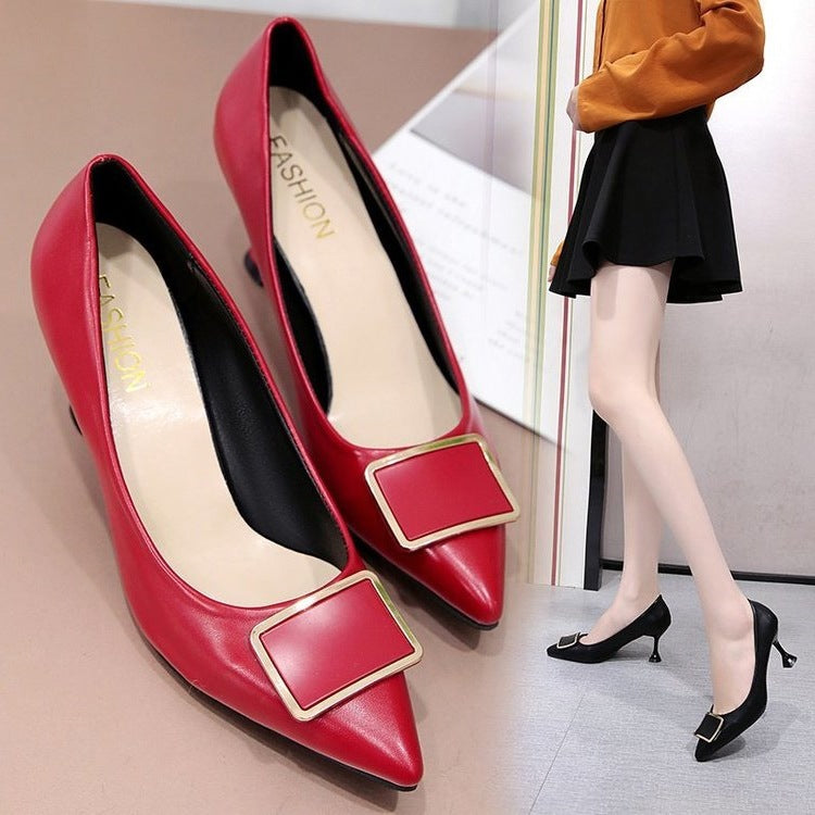 Damen elegante Stiletto-Pumps mit modischer Schnalle R&B