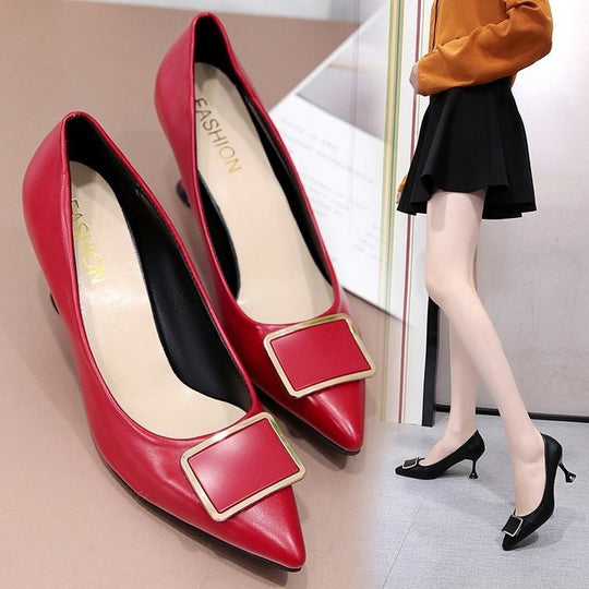 Damen elegante Stiletto-Pumps mit modischer Schnalle R&B