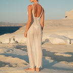 Damen Häkel-Strandkleid mit tiefem V-Ausschnitt und feiner Lochstickerei R&B