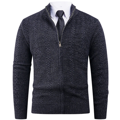 Herren Strickjacke mit modernem Reißverschluss und Zopfmuster R&B