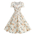 Damen Freizeitkleid mit floralem Design und schwingendem Rock R&B