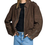 Damen lässige Kurzjacke aus weichem Material mit praktischen Reißverschlüssen R&B
