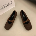 Damen elegante Filz-Ballerinas mit modischem Schleifenakzent R&B