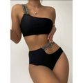 Damen Cut-Out Bikini mit asymmetrischem Schnitt und modischem Kettendetail R&B