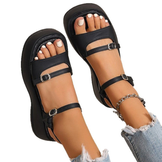 Damen Plattform-Sandalen mit modischem Riemendesign R&B