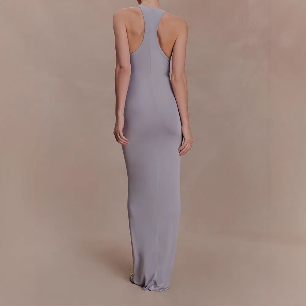 Damen Hochwertiges Abendkleid mit tiefem V-Ausschnitt und Raffungen R&B