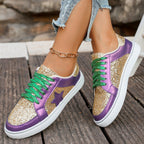Damen Glitzernde Sneaker mit bunten Schnürsenkeln und weicher Sohle R&B