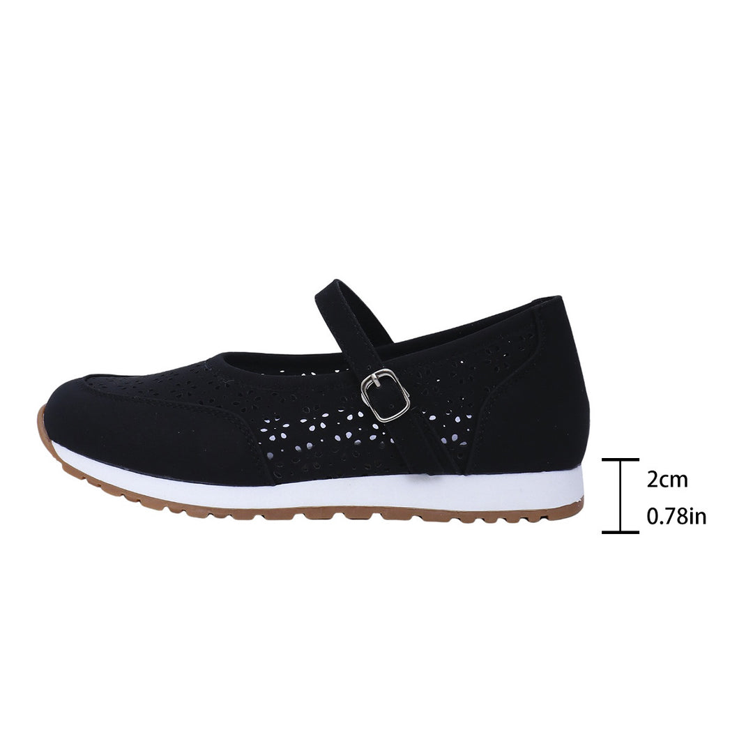Damen Ballerinas mit elegantem Riemen und perforierter Oberflächenstruktur R&B