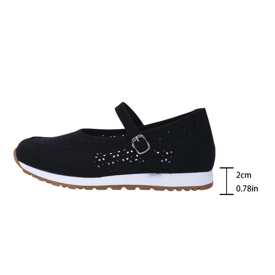 Damen Ballerinas mit elegantem Riemen und perforierter Oberflächenstruktur R&B