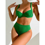 Damen Hochtaillierter Retro-Bikini mit strukturierter Oberfläche R&B