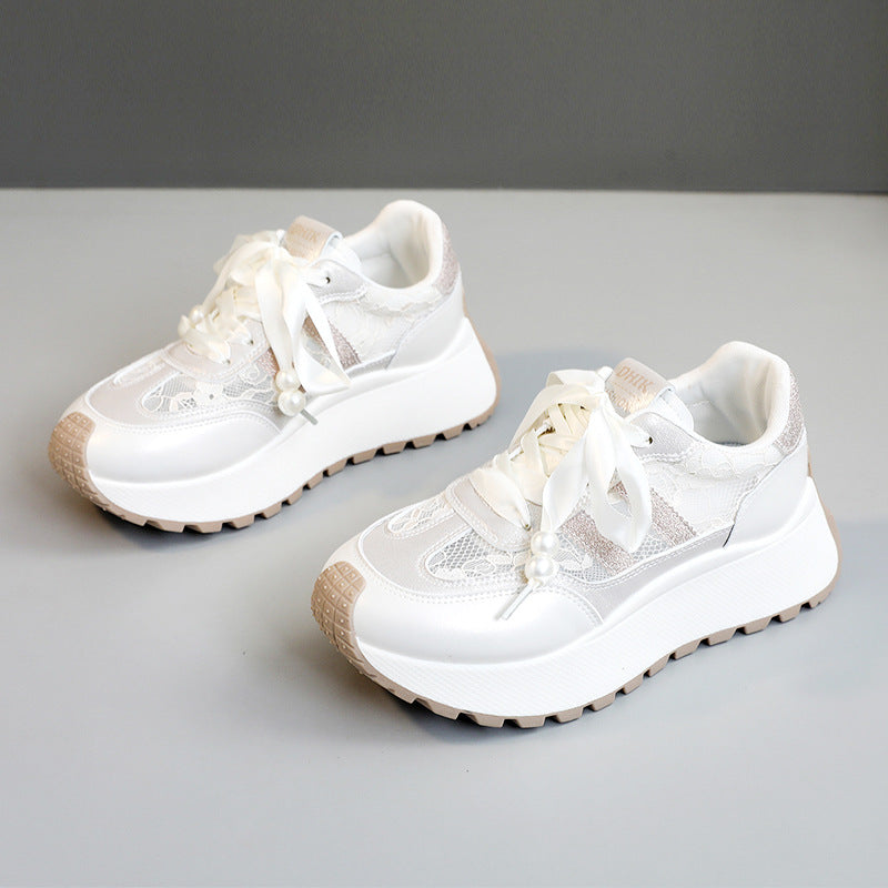 Damen Gemusterte Plateau-Sneaker mit eleganten Schnürdetails R&B