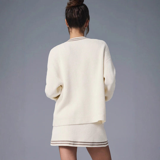 Damen Strickjacke mit kontrastierenden Borten und Taschen R&B
