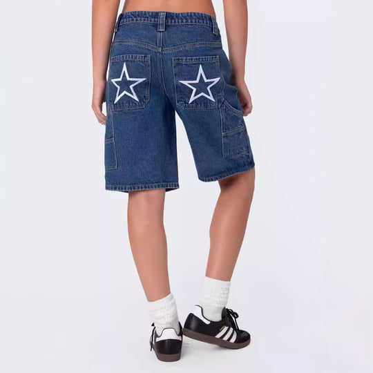 Damen modische Denim-Shorts im lässigen Schnitt mit hoher Taille R&B