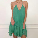 Damen Freizeitkleid mit raffiniertem V-Ausschnitt und schwingendem Rock R&B