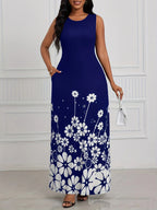 Damen Maxikleid mit floralem Muster und praktischen Seitentaschen R&B