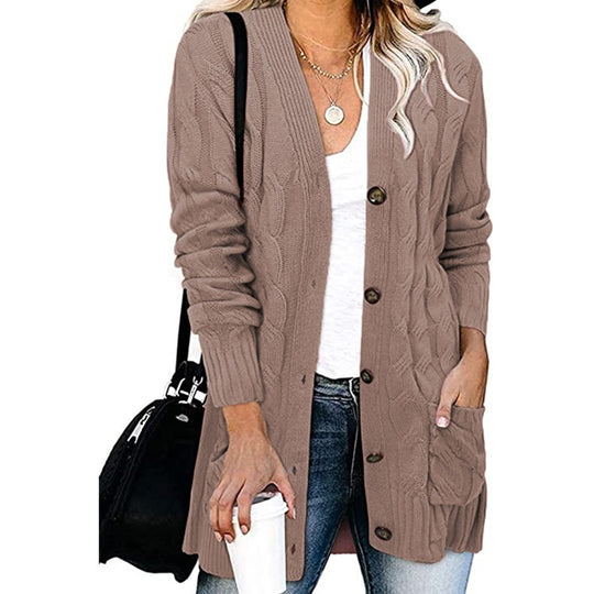 Damen Grobstrickcardigan mit Knopfdetails und praktischen Taschen R&B