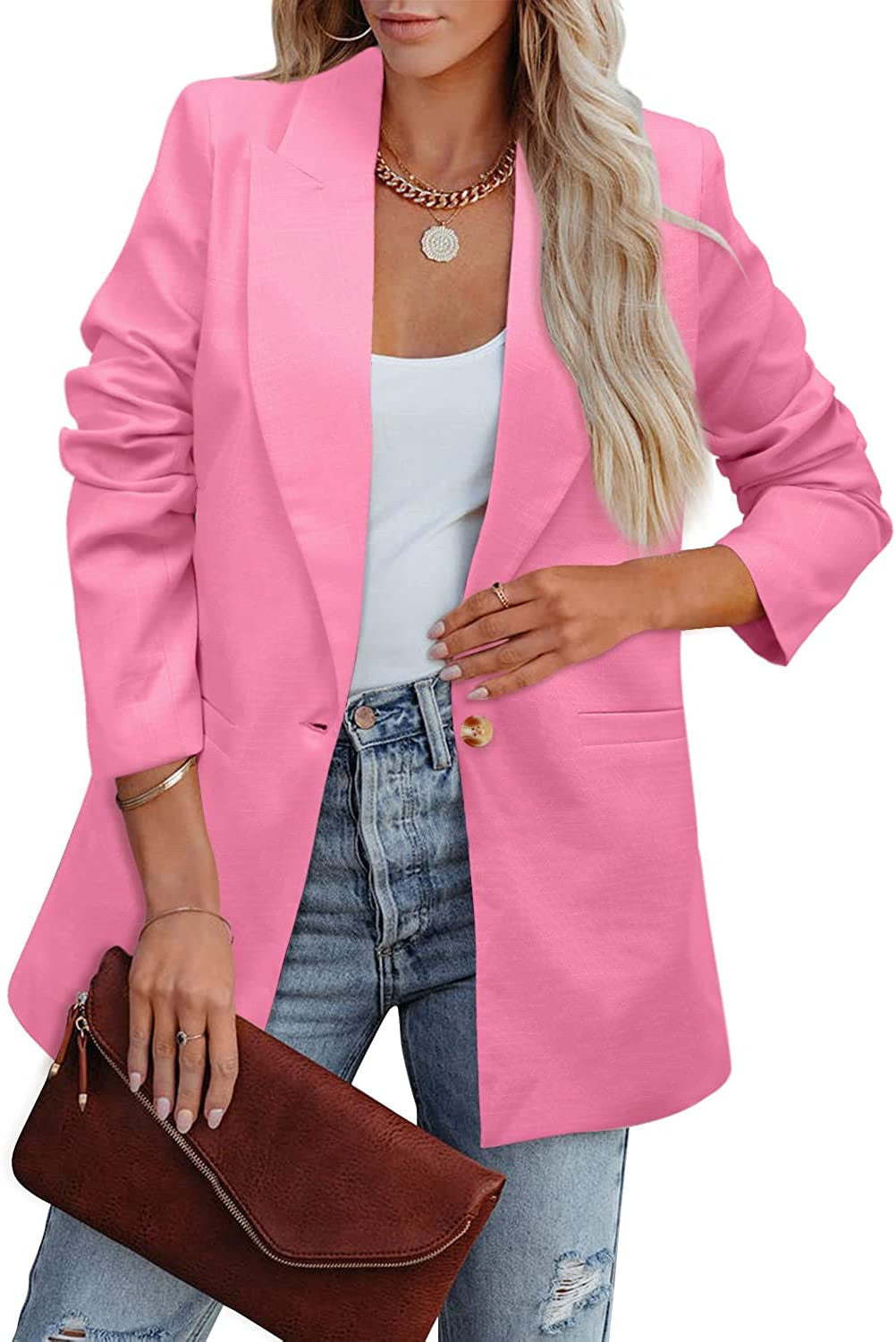 R&B | Doppelreihiger Blazer mit Gerafften Ärmeln und Taschen