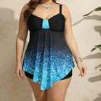 Damen Badeanzug mit asymmetrischem Schnitt und glitzerndem Design R&B