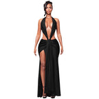 Damen Cut-Out Maxikleid mit tiefem V-Ausschnitt und drapiertem Design R&B