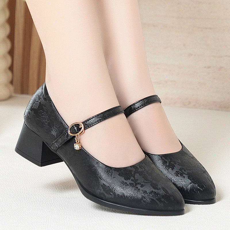 Damen Mary Jane Pumps mit zartem Riemchen und komfortablem Blockabsatz R&B