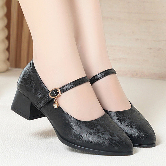 Damen Mary Jane Pumps mit zartem Riemchen und komfortablem Blockabsatz R&B