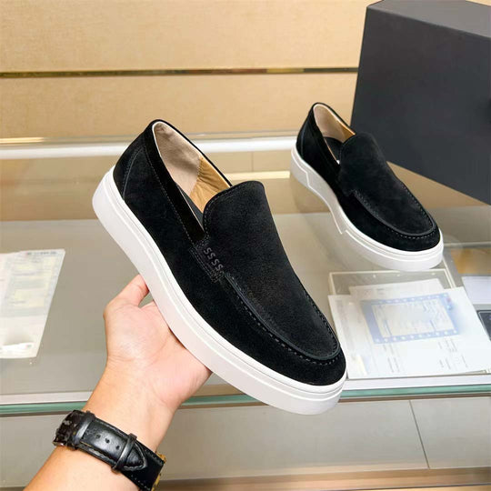 Damen Mokassin Slip-On Sneakers mit weichem Wildleder und elastischen Seiteneinsätzen R&B