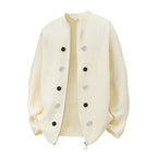 Damen Strickjacke mit hohem Kragen und dezenten Knopfdetails