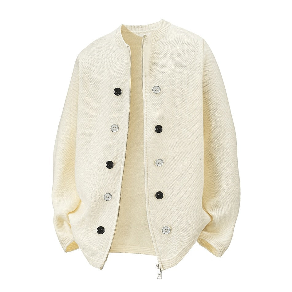 Damen Strickjacke mit hohem Kragen und dezenten Knopfdetails