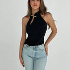Damen Elegantes Haltertop mit modischer Schlitz-Detail R&B