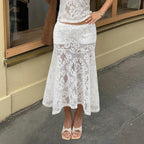 Damen Maxi-Rock aus exquisitem SpitzengewR&Be mit seitlichem Schlitz R&B