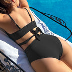 Damen Badeanzug mit trendigem Wickel-Design und hochgeschnittenem Slip R&B