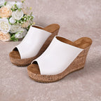 Damen Wedge-Pantoletten mit elegantem Korkfußbett und offener Zehenpartie