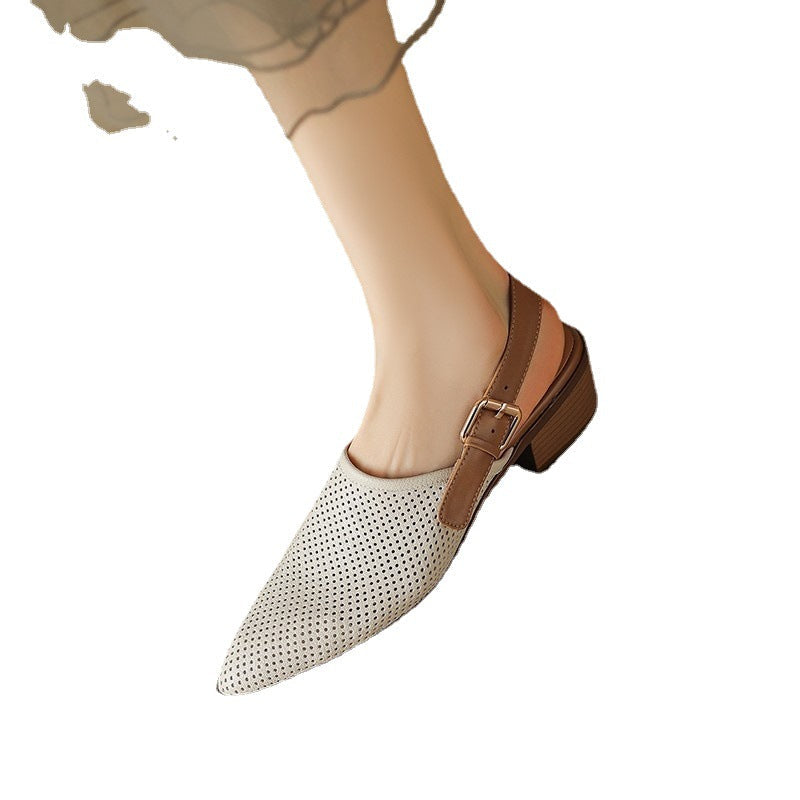 Damen Slingback-Pumps mit perforiertem Obermaterial und komfortablem Blockabsatz