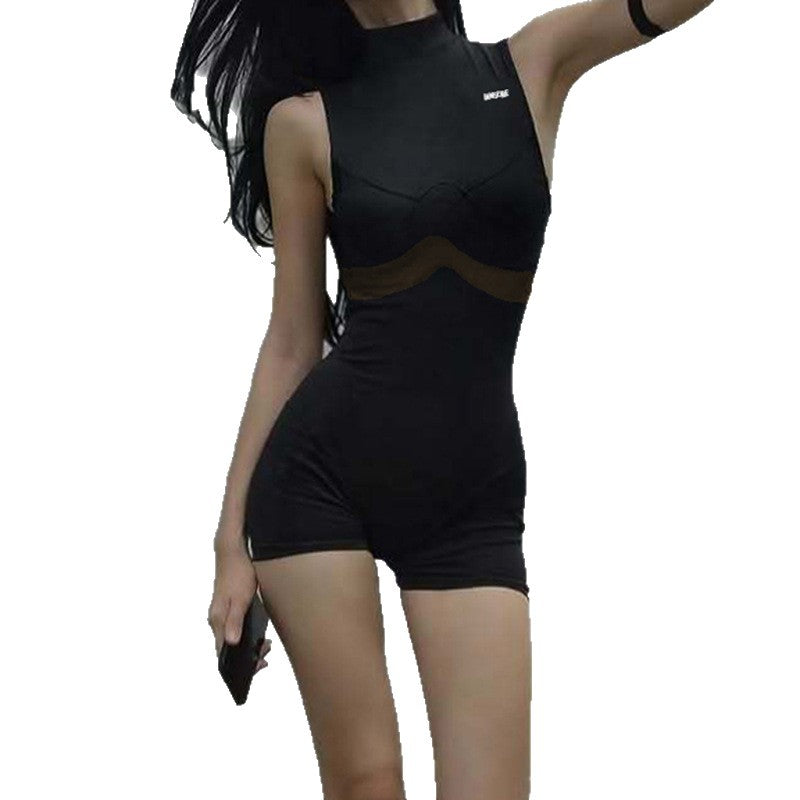 Damen Sportlicher Body mit hohem Kragen und innovativen Kompressionsdetails R&B