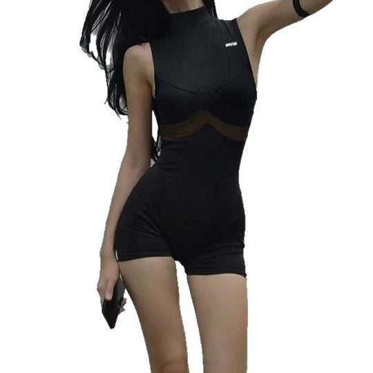 Damen Sportlicher Body mit hohem Kragen und innovativen Kompressionsdetails R&B