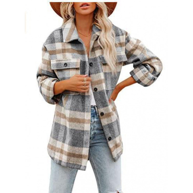 Damen Flanelljacke im lässigen Karomuster R&B