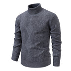 Herren nan Feinstrick-Rollkragenpullover mit strukturierter Zopfmuster-Struktur und körpernahem Schnitt R&B