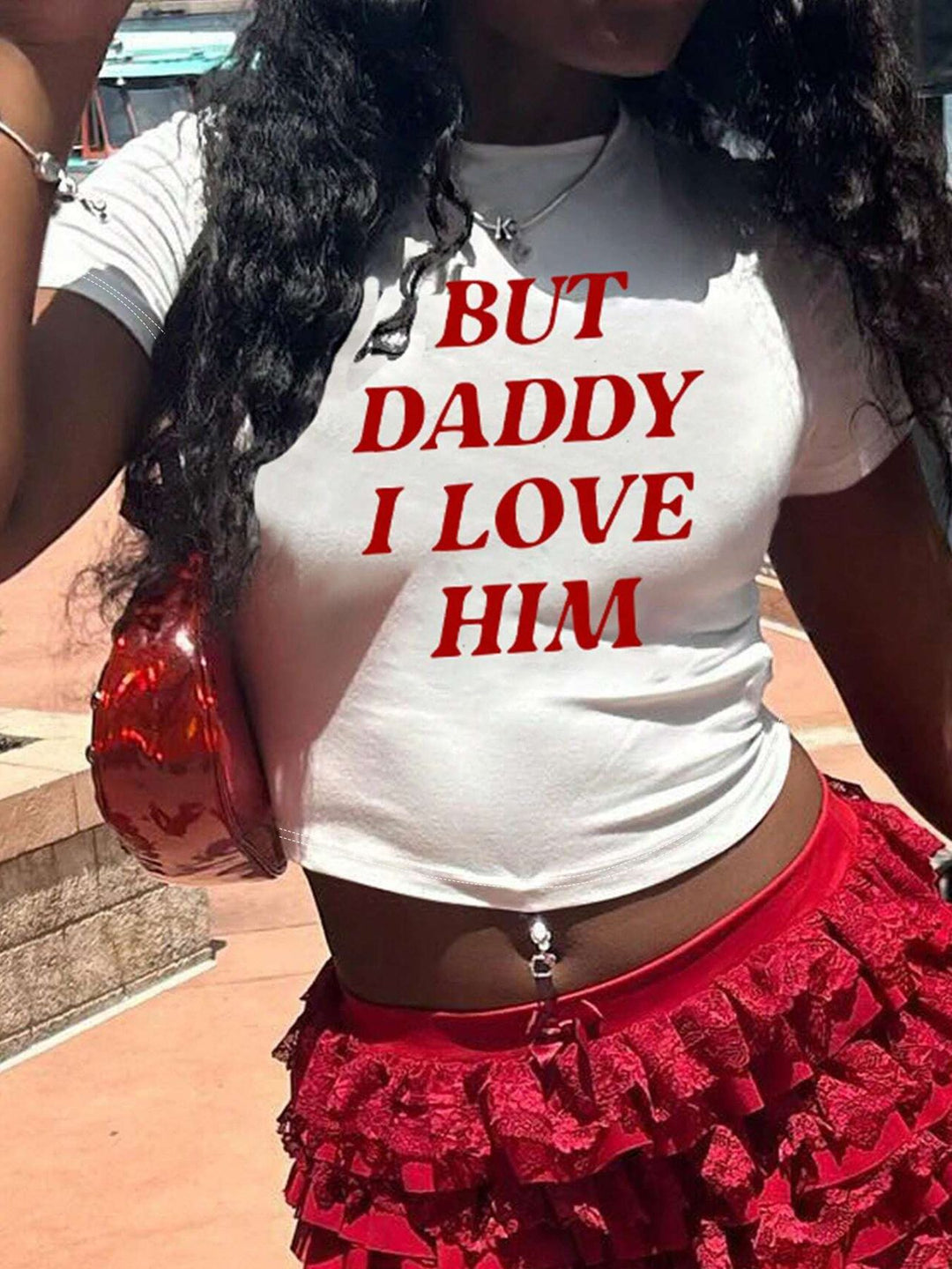 Damen Crop-Top mit auffälligem Schriftzug R&B
