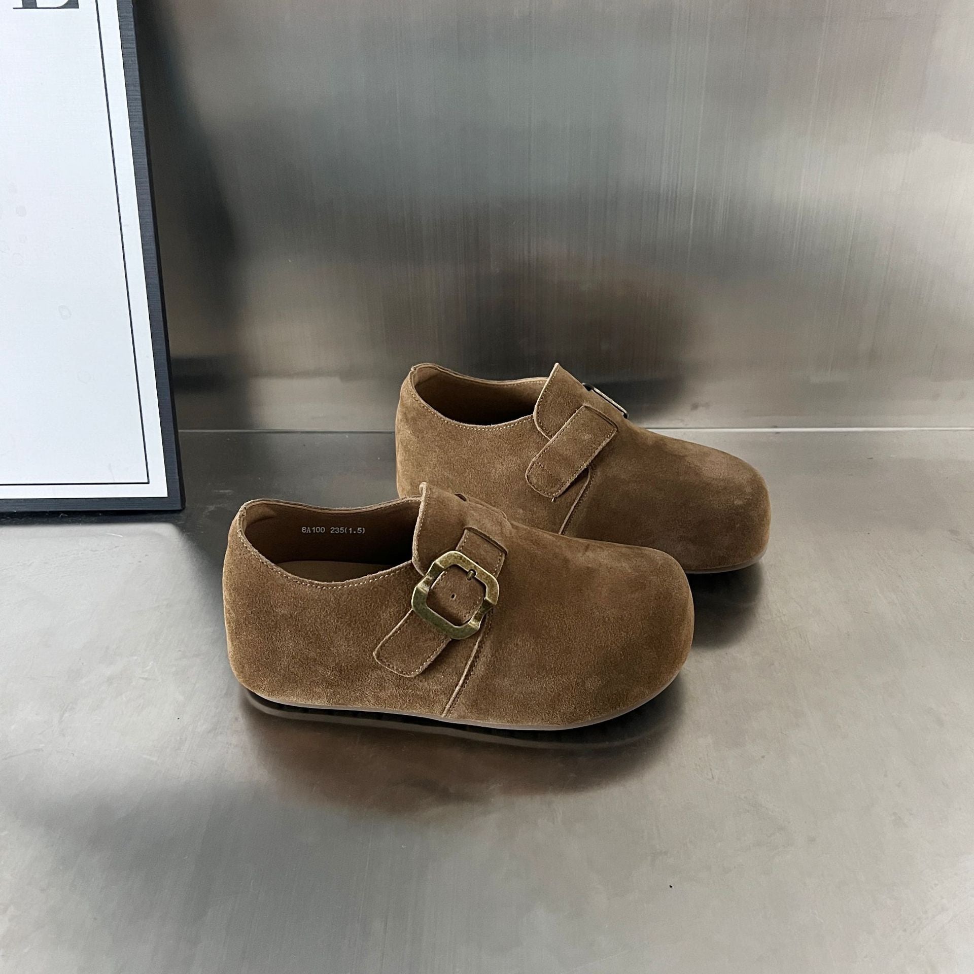Damen Komfortable Wildleder-Clogs mit modischem Schnallenverschluss R&B